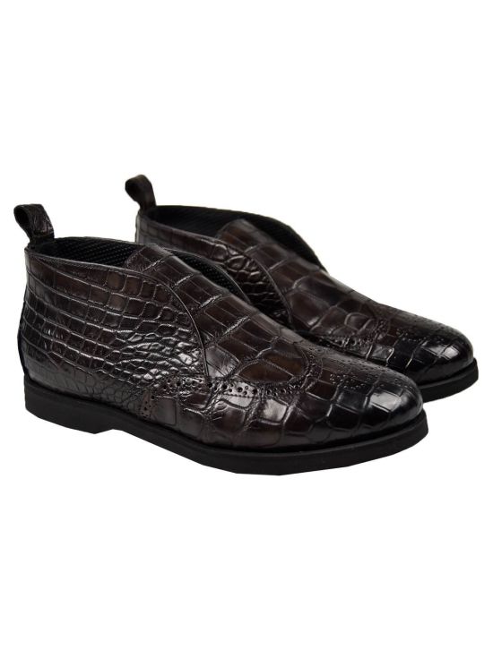 Kiton KITON Brown Leather Crocodile Shoes Brown 000