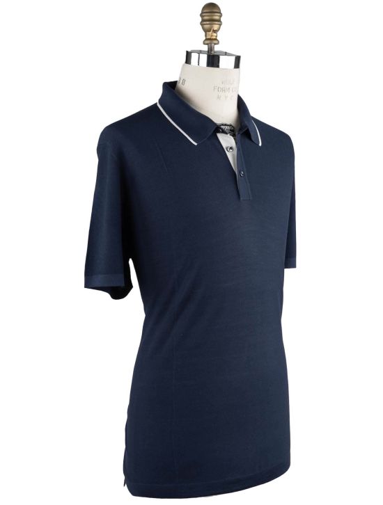 Cesare Attolini Cesare Attolini Blue Silk Polo Blue 001