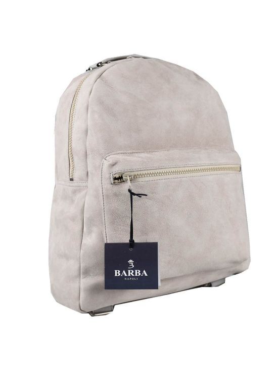 Barba Napoli Barba Napoli Gray Leather Suede Backpack Gray 000