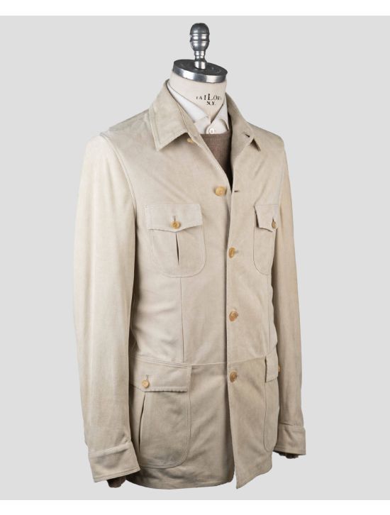 Cesare Attolini Cesare Attolini Beige Leather Suede Coat Beige 001