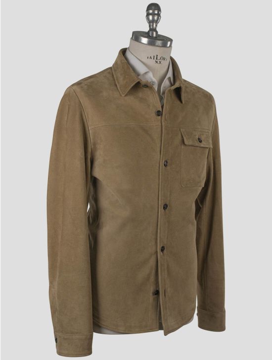 Isaia Isaia Beige Leather Suede Coat Beige 001