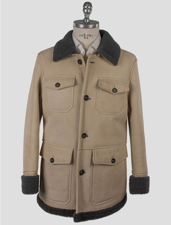 Isaia Isaia Beige Leather Sheepskin Coat Beige 000