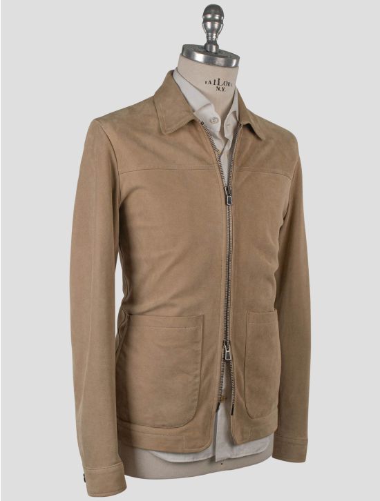 Isaia Isaia Beige Leather Suede Coat Beige 001