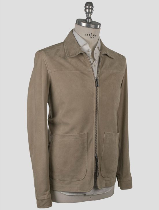 Isaia Isaia Beige Leather Suede Coat Beige 001