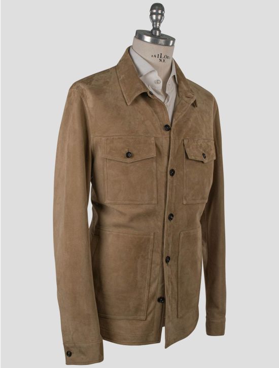 Isaia Isaia Beige Leather Suede Coat Beige 001