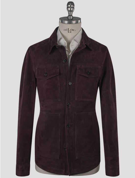 Isaia Isaia Purple Leather Suede Coat Purple 000