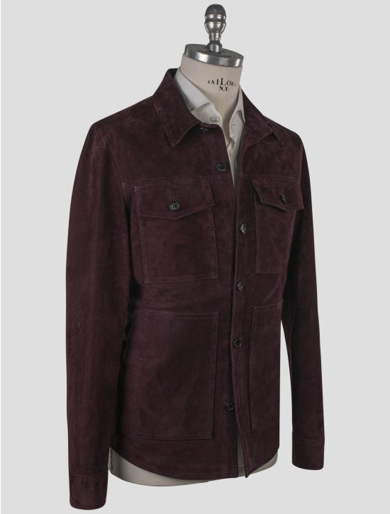 Isaia Isaia Purple Leather Suede Coat Purple 001