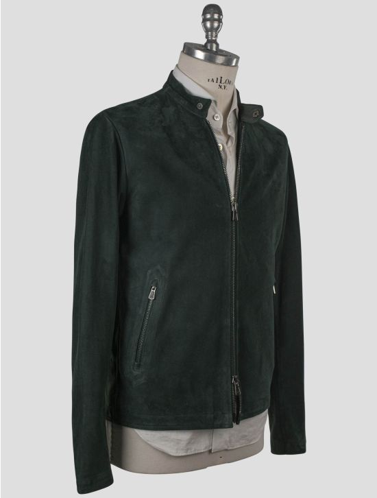 Isaia Isaia Green Leather Suede Coat Green 001