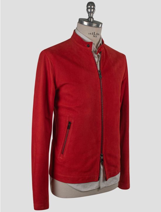 Isaia Isaia Red Leather Suede Coat Red 001