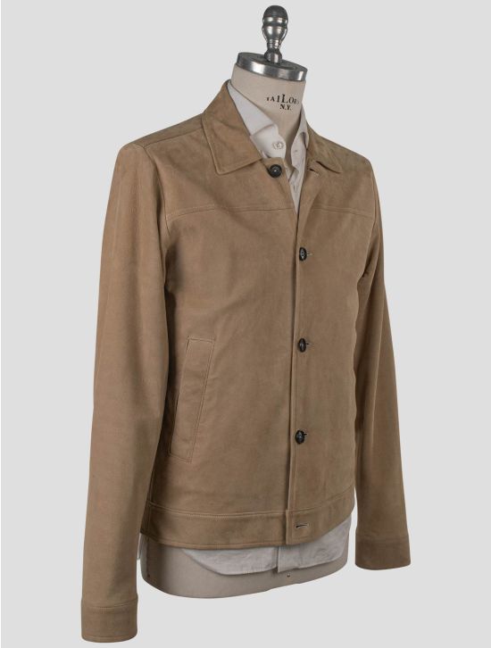 Isaia Isaia Beige Leather Suede Coat Beige 001