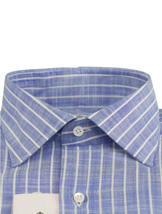 Luigi Borrelli Luigi Borrelli Blue White Linen Shirt Blue / White 001