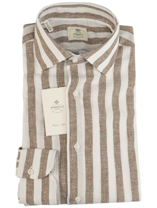 Luigi Borrelli Luigi Borrelli Gray White Cotton Linen Shirt Gray / White 000