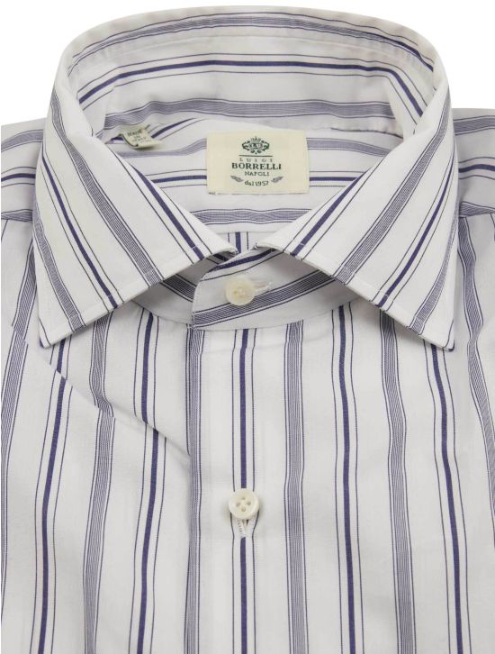 Luigi Borrelli Luigi Borrelli Blue White Cotton Shirt Blue / White 001