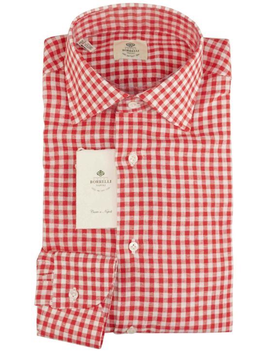 Luigi Borrelli Luigi Borrelli Red White Cotton Linen Shirt Red / White 000