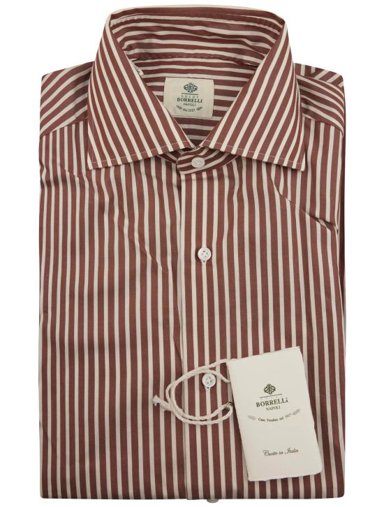 Luigi Borrelli Luigi Borrelli Brown White Cotton Shirt Brown / White 000