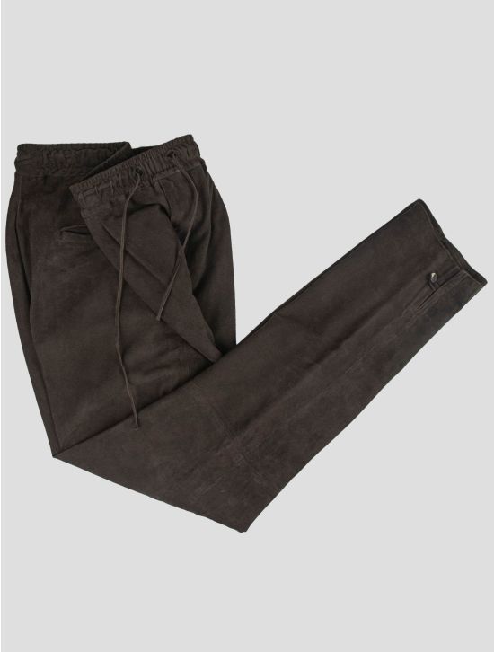 Isaia Isaia Brown Leather Lamb Pants Brown 001