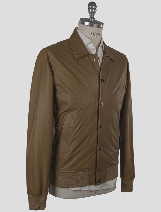 Isaia Isaia Brown Leather Coat Brown 001