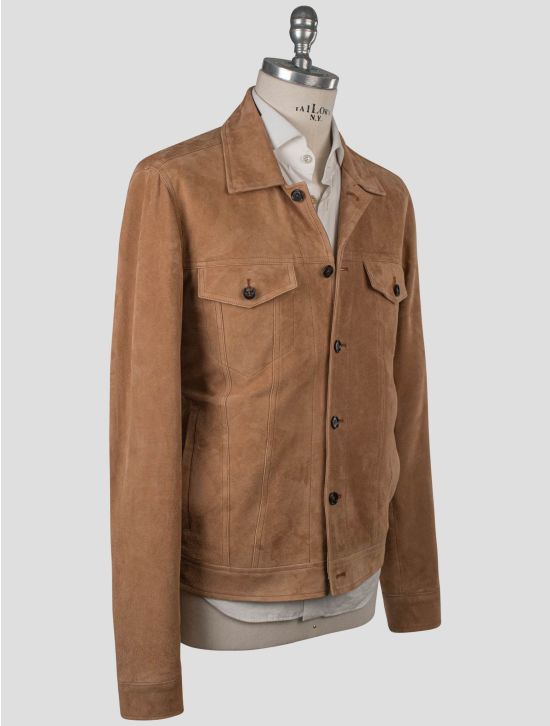 Isaia Isaia Beige Leather Suede Coat Beige 001