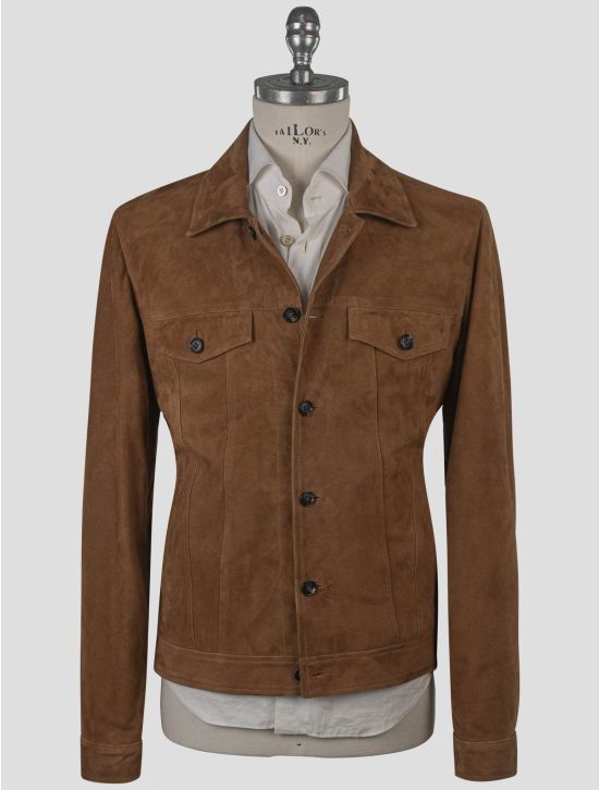 Isaia Isaia Brown Leather Suede Coat Brown 000