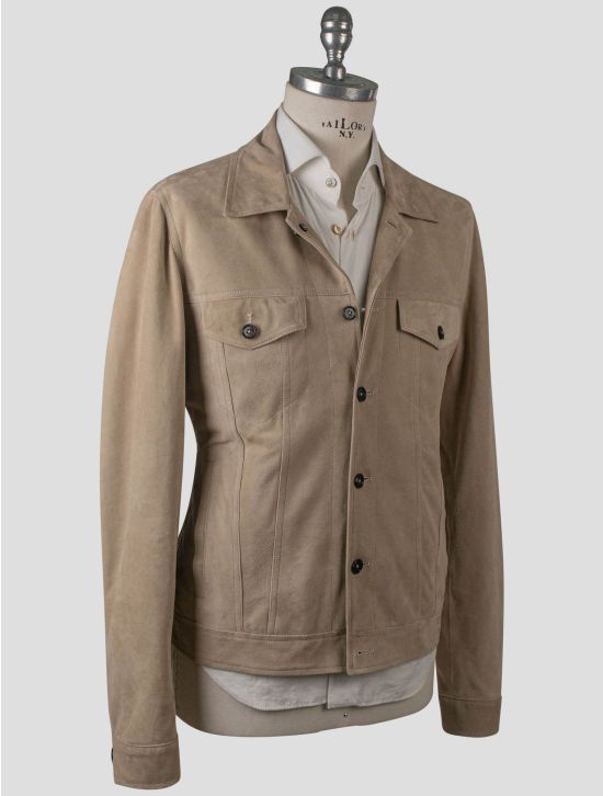 Isaia Isaia Beige Leather Suede Coat Beige 001