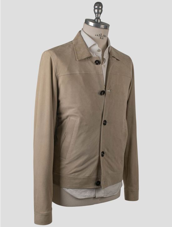 Isaia Isaia Beige Leather Suede Coat Beige 001