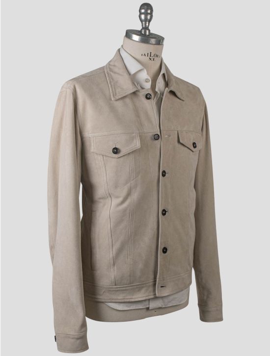 Isaia Isaia Beige Leather Suede Coat Beige 001