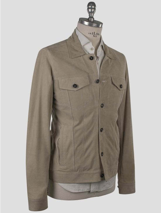 Isaia Isaia Beige Leather Suede Coat Beige 001