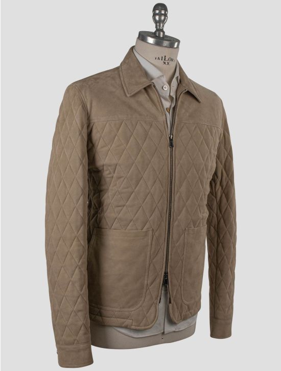 Isaia Isaia Beige Leather Suede Coat Beige 001