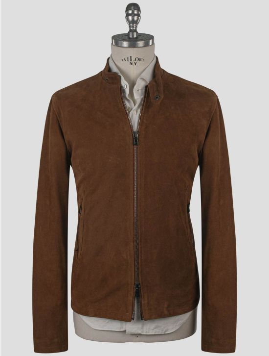 Isaia Isaia Brown Leather Suede Coat Brown 000