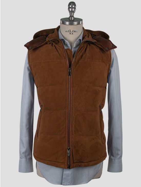 Isaia Isaia Brown Leather Suede Gilet Brown 000