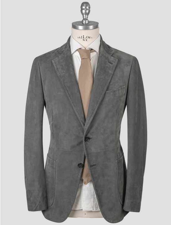 Isaia Isaia Gray Leather Blazer Gray 000