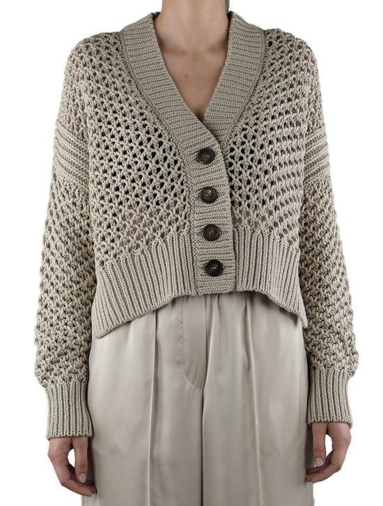 Brunello Cucinelli Brunello Cucinelli Beige Cotton Cardigan Woman Beige 001