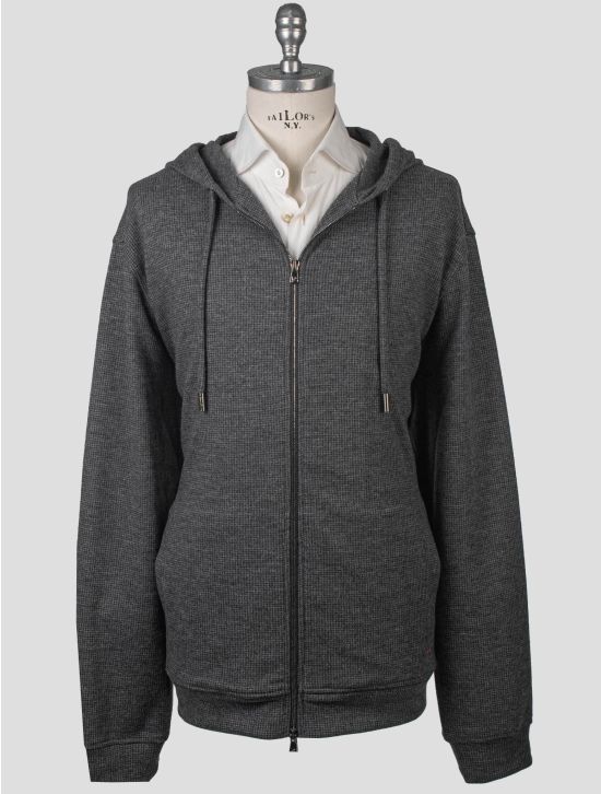 Isaia Isaia Gray Wool Sweater Full Zip Hoodie Gray 000