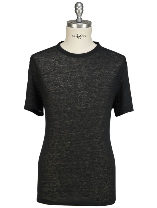 Isaia Isaia Black Linen T-Shirt Black 000