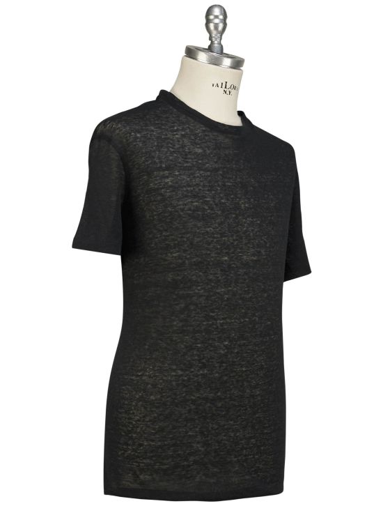 Isaia Isaia Black Linen T-Shirt Black 001