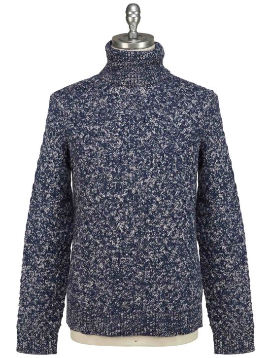 Isaia Isaia Blue White Cashmere Sweater Turtleneck Blue / White 000