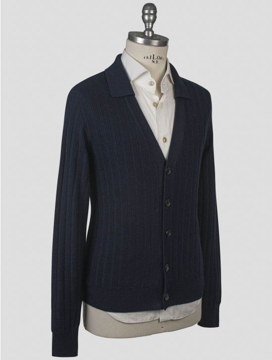 Isaia Isaia Blue Wool Silk Cashmere Sweater Cardigan Blue 001