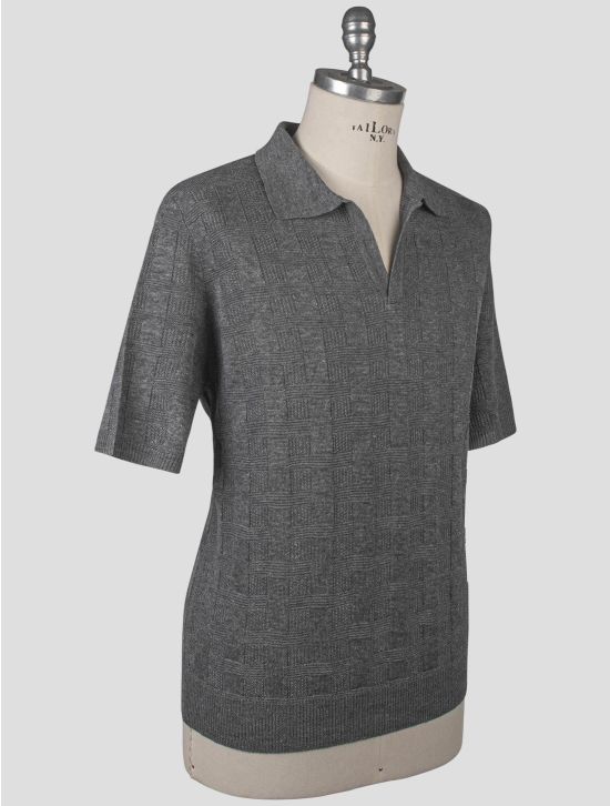 Isaia Isaia Gray Linen Silk Polo Gray 001