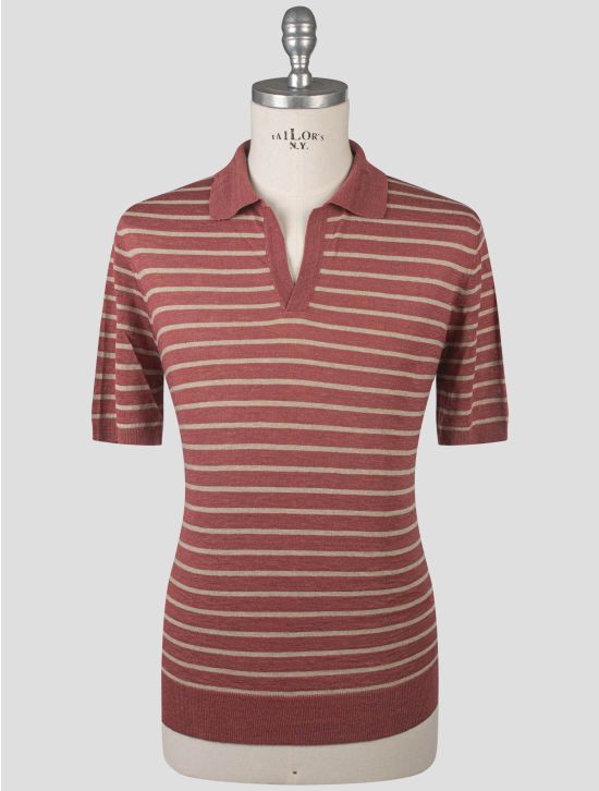 Isaia Isaia Red Beige Linen Silk Polo Red / Beige 000