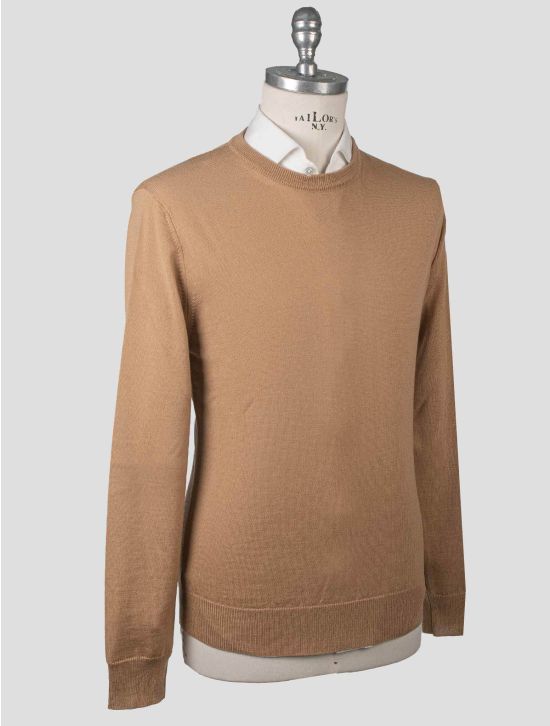 Isaia Isaia Brown Wool Sweater Crewneck Beige 001