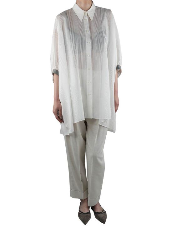 Brunello Cucinelli Brunello Cucinelli White Cotton Silk Blusa Shirt Woman White 000