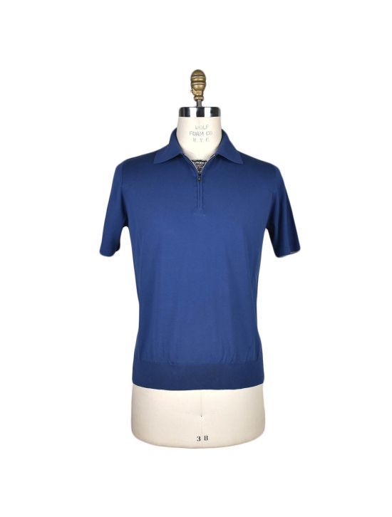 Fioroni Fioroni Blue Cotton Polo Half Zip Blue 000