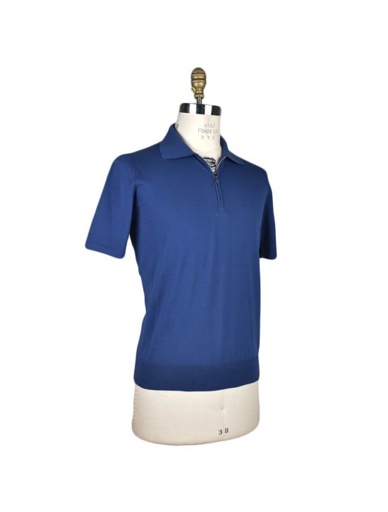 Fioroni Fioroni Blue Cotton Polo Half Zip Blue 001