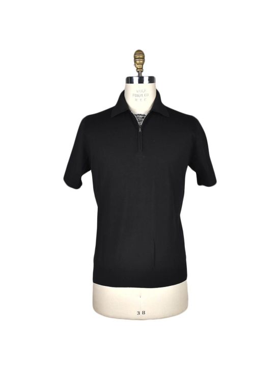 Fioroni Fioroni Black Cotton Polo Half Zip Black 000