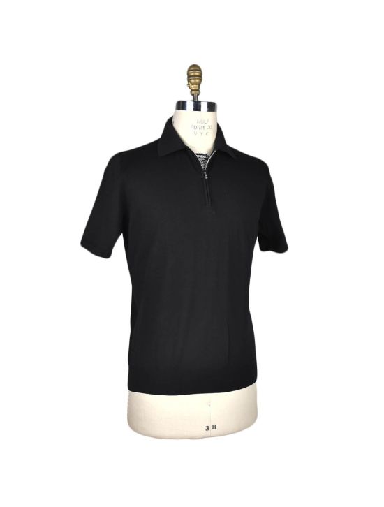 Fioroni Fioroni Black Cotton Polo Half Zip Black 001