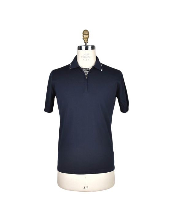 Fioroni Fioroni Blue Navy Cotton Polo Half Zip Blue Navy 000