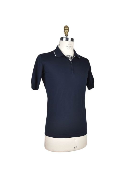 Fioroni Fioroni Blue Navy Cotton Polo Half Zip Blue Navy 001