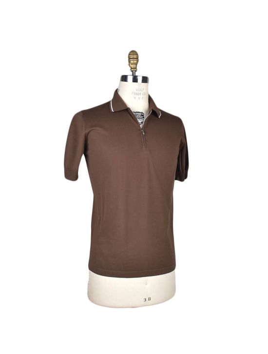 Fioroni Fioroni Brown Cotton Polo Half Zip Brown 001