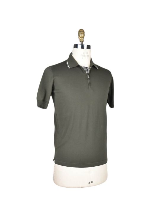 Fioroni Fioroni Green Cotton Polo Half Zip Green 001