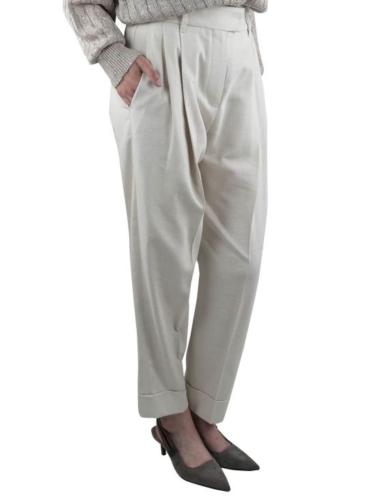 Brunello Cucinelli Brunello Cucinelli Beige Cotton Viscose Pl Pa Pants Woman Beige 001